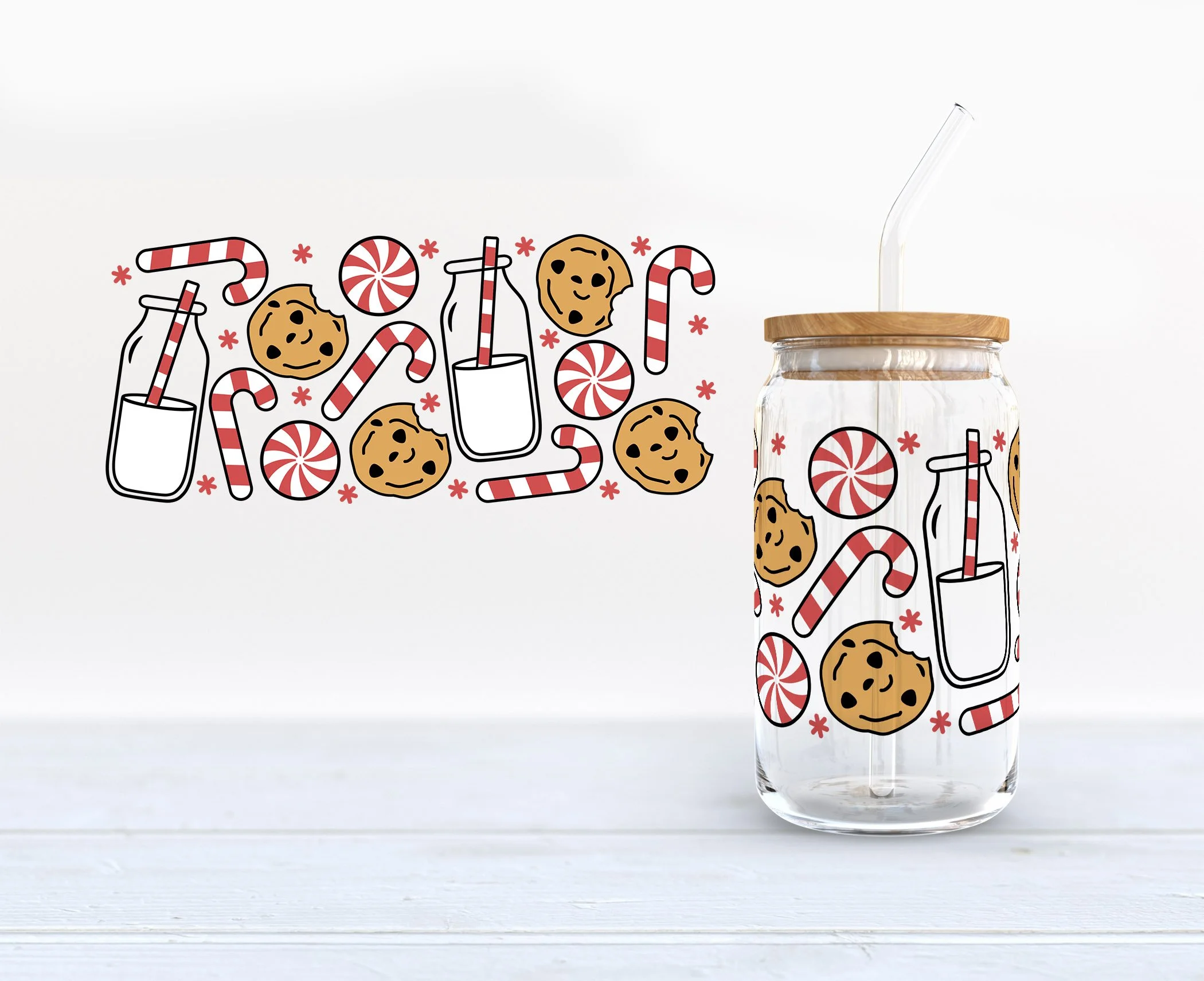 Santa's Milk and Cookies Can Glass
