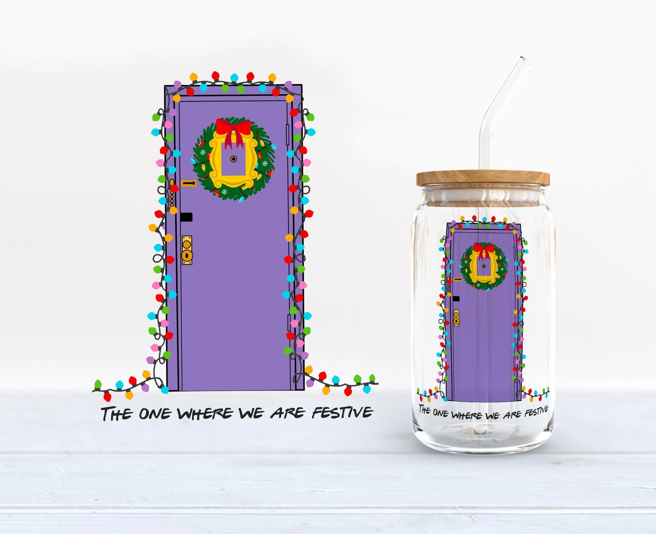 Friends Festive Door Can Glass