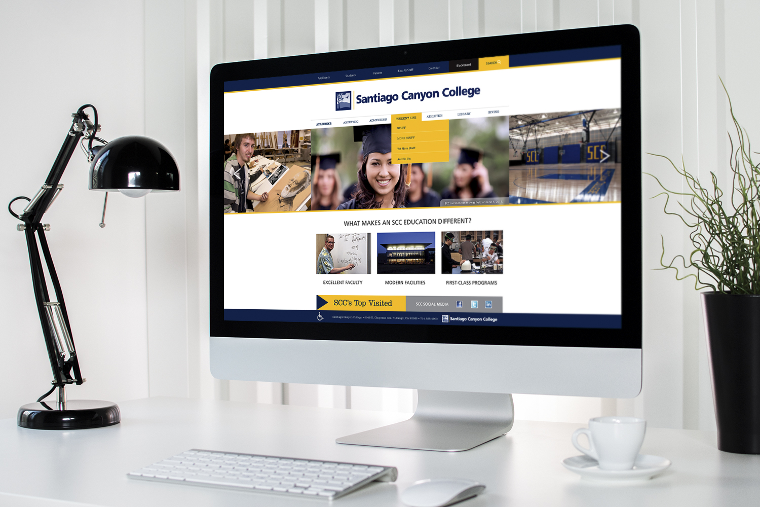 Website home page, Santiago Canyon College design