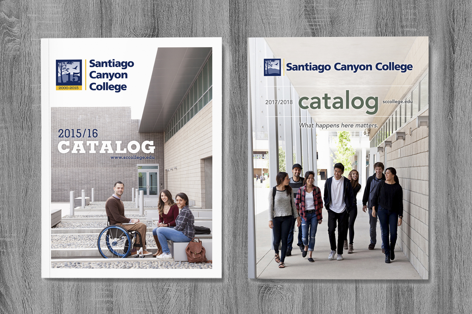 Course catalog covers, Santiago Canyon College art direction, design