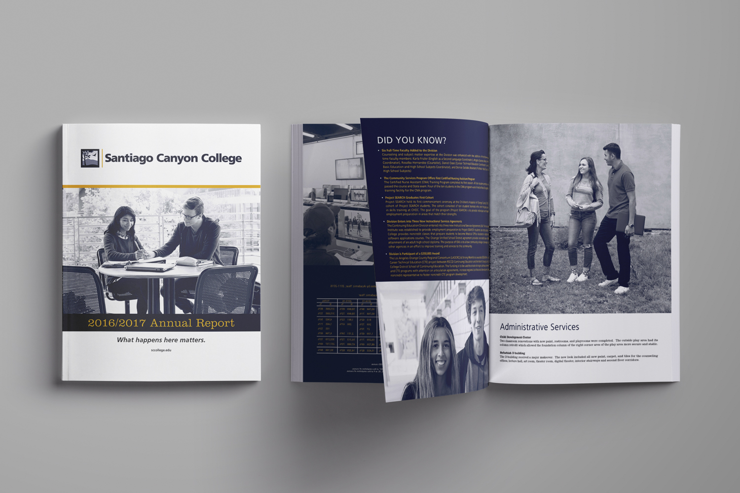 Annual Report, Santiago Canyon College art direction, design