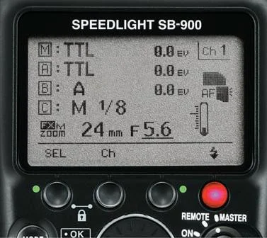 Available Flash Modes: TTL Through The Lens metering; A Auto Aperture; M Manual; - - No light output (although in M - - a preflash will occur)