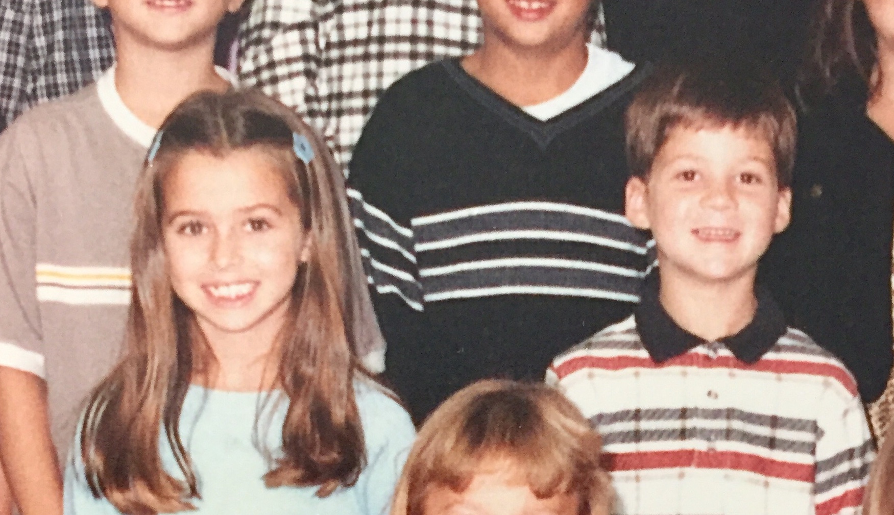 Caitlin &amp; David in Second Grade Standing Next to Each Other.