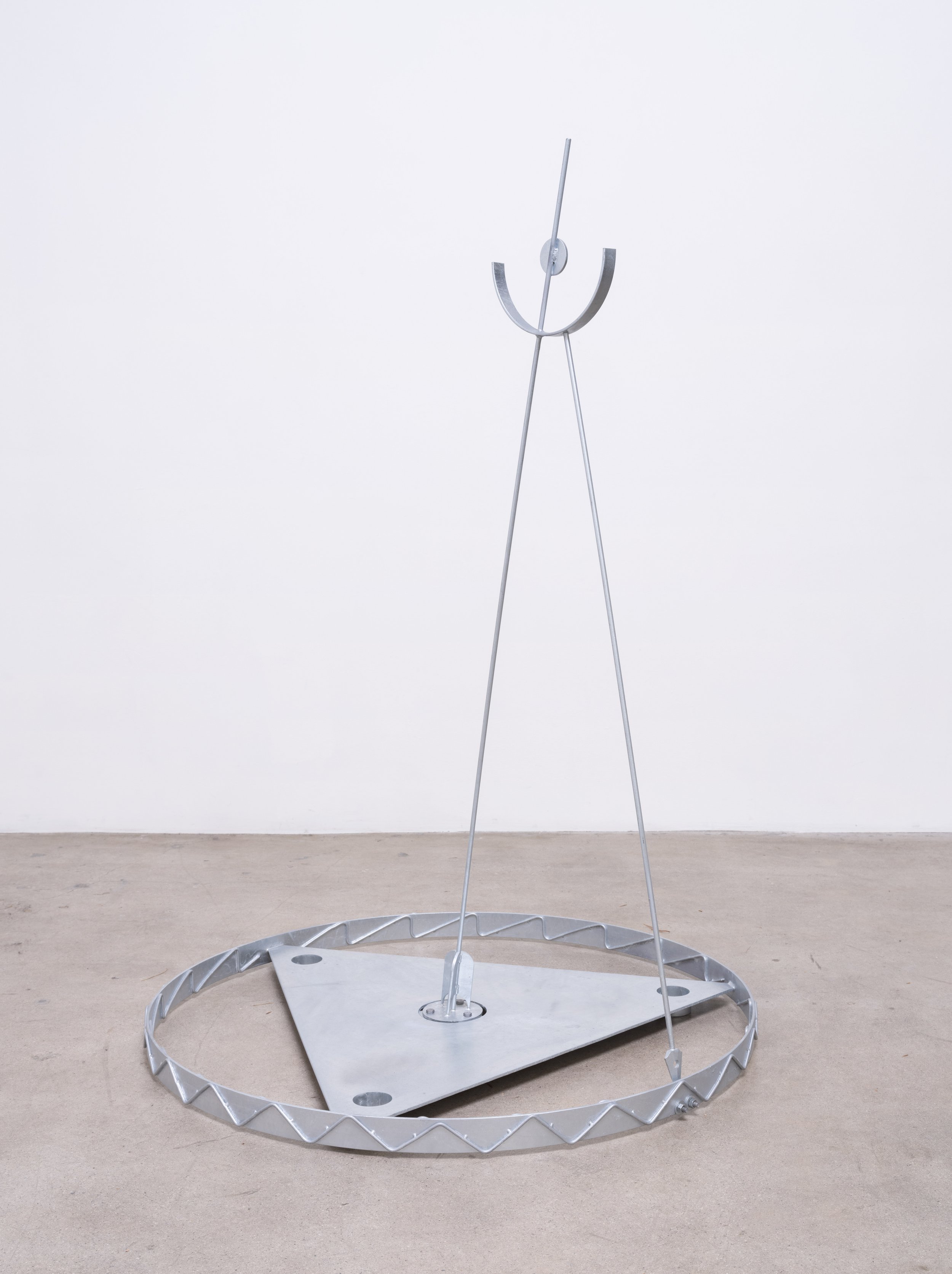   By Means of Which (Fire, Water) , 2023 Galvanized steel 57 x 40 1/2 x 40 1/2 inches 