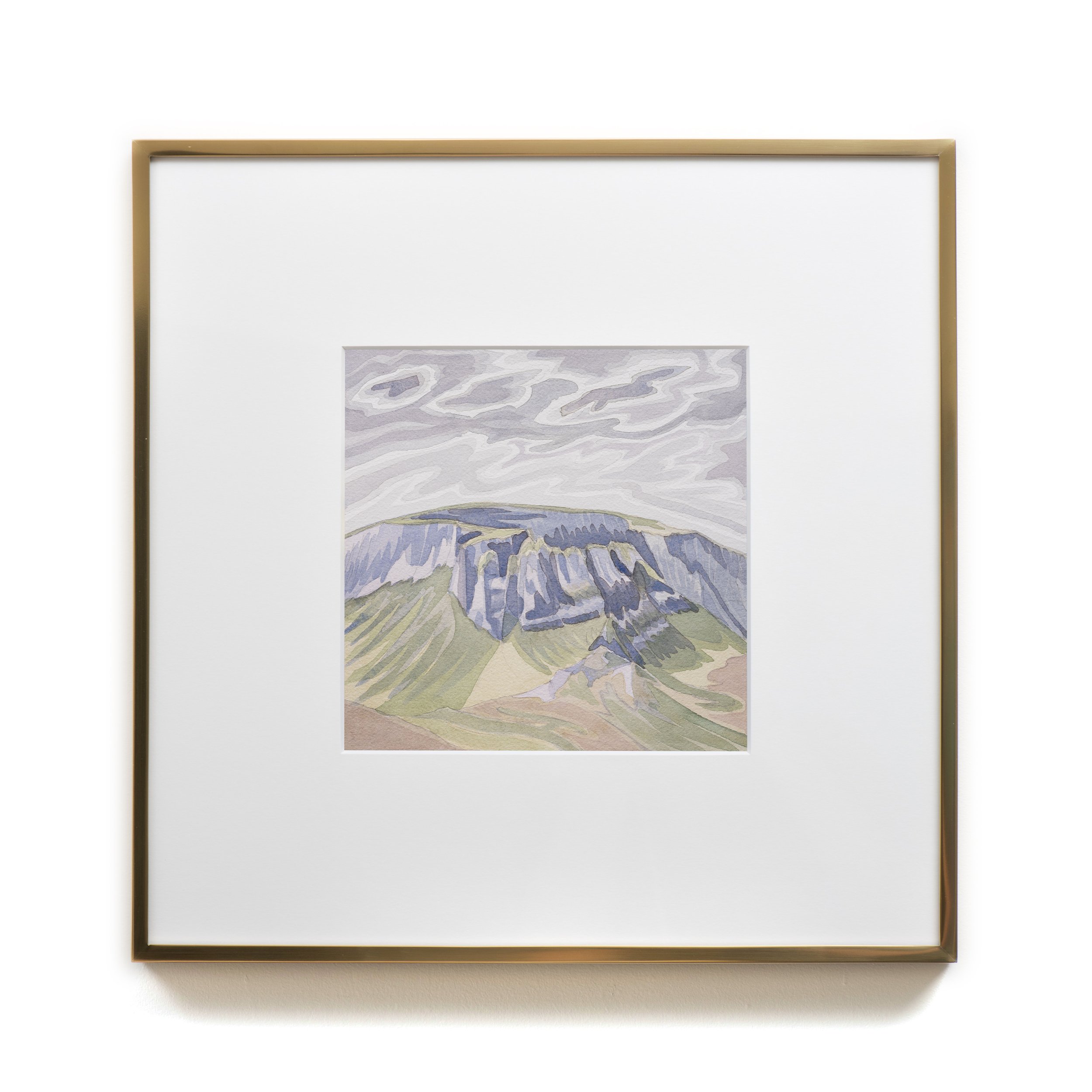   Quiraing , 2022 Watercolor on paper 16 x 16 x 1 1/2 inches (framed) 