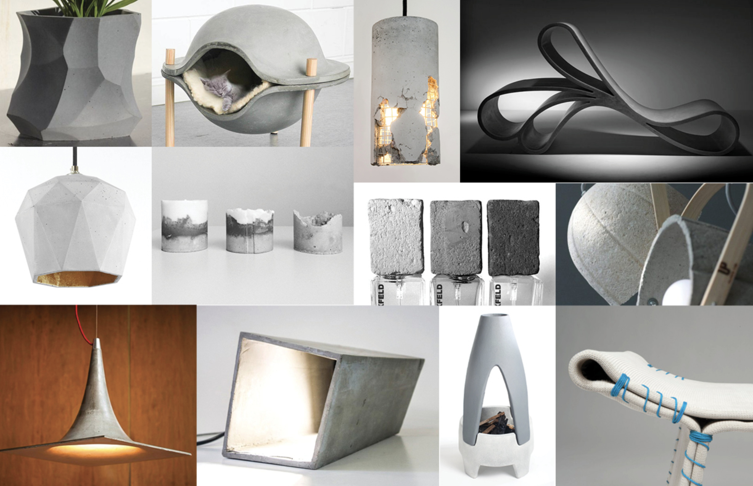 Concrete mood board created to evaluate the physical limitations of concrete and different applications