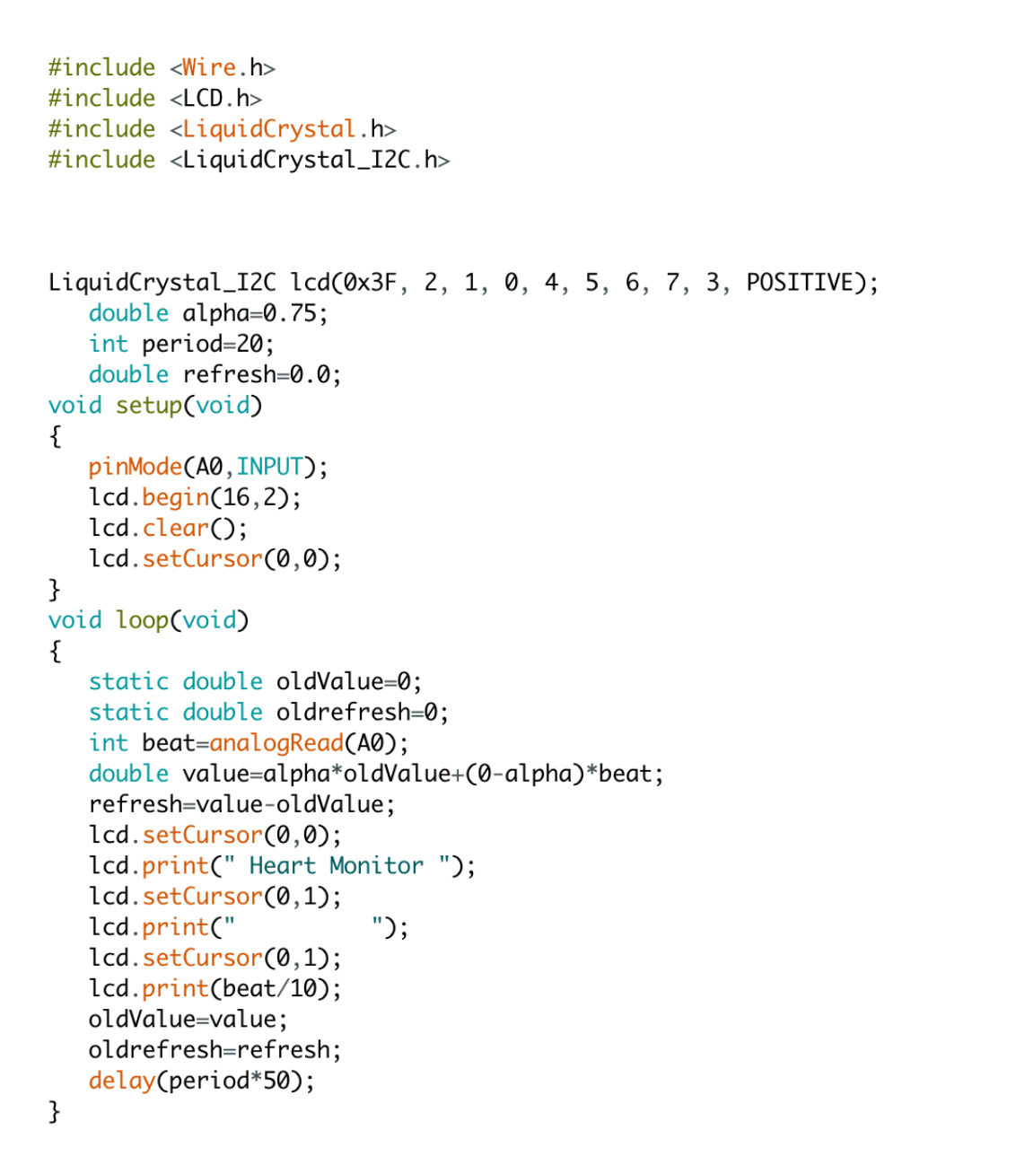 Section from Arduino code