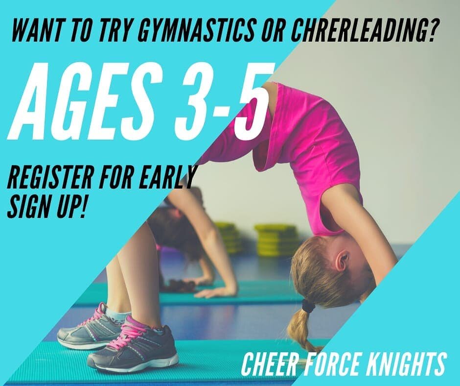 AGES 3-5 CLASSES ⚔ 

Start the superstar athletes early. 
Super fun sessions introducing the little ones into a sport. 

Whether its Cheerleading or Gymnastics that takes their fancy, we have classes available. 

Email to get more information and to 