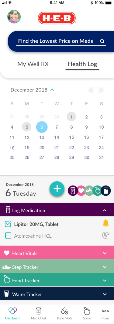 Dashboard - Health Log - Log Data