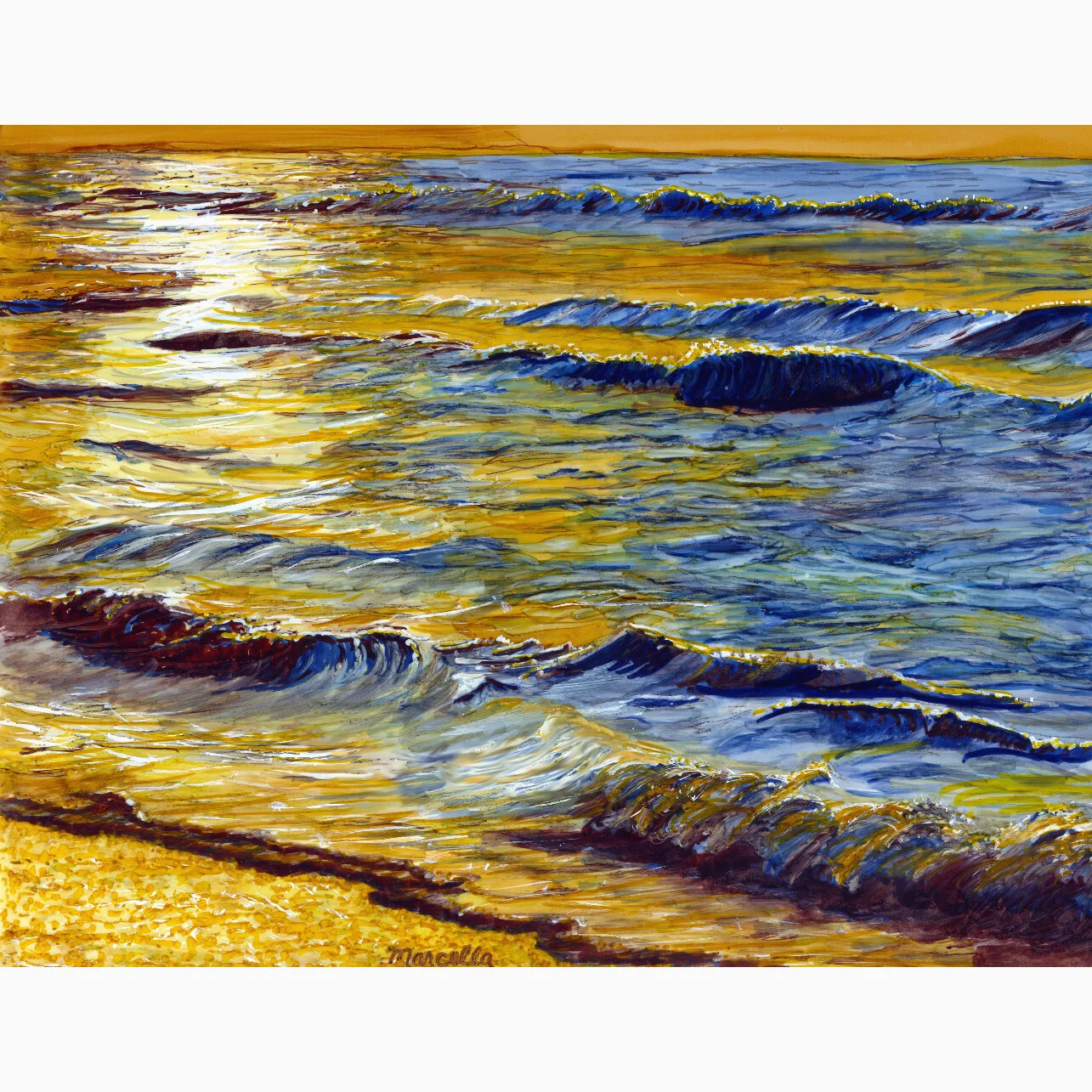 "Ocean Sunset" Print of Painting by Marcella Chapman
