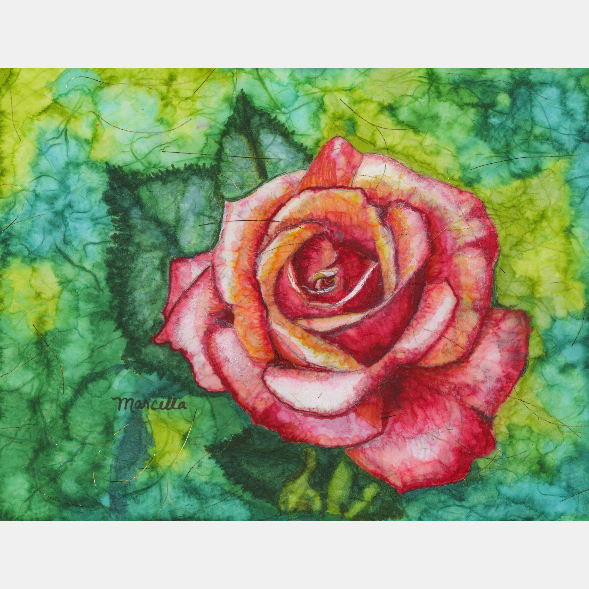 "Rose on Mulberry" Print of Painting by Marcella Chapman