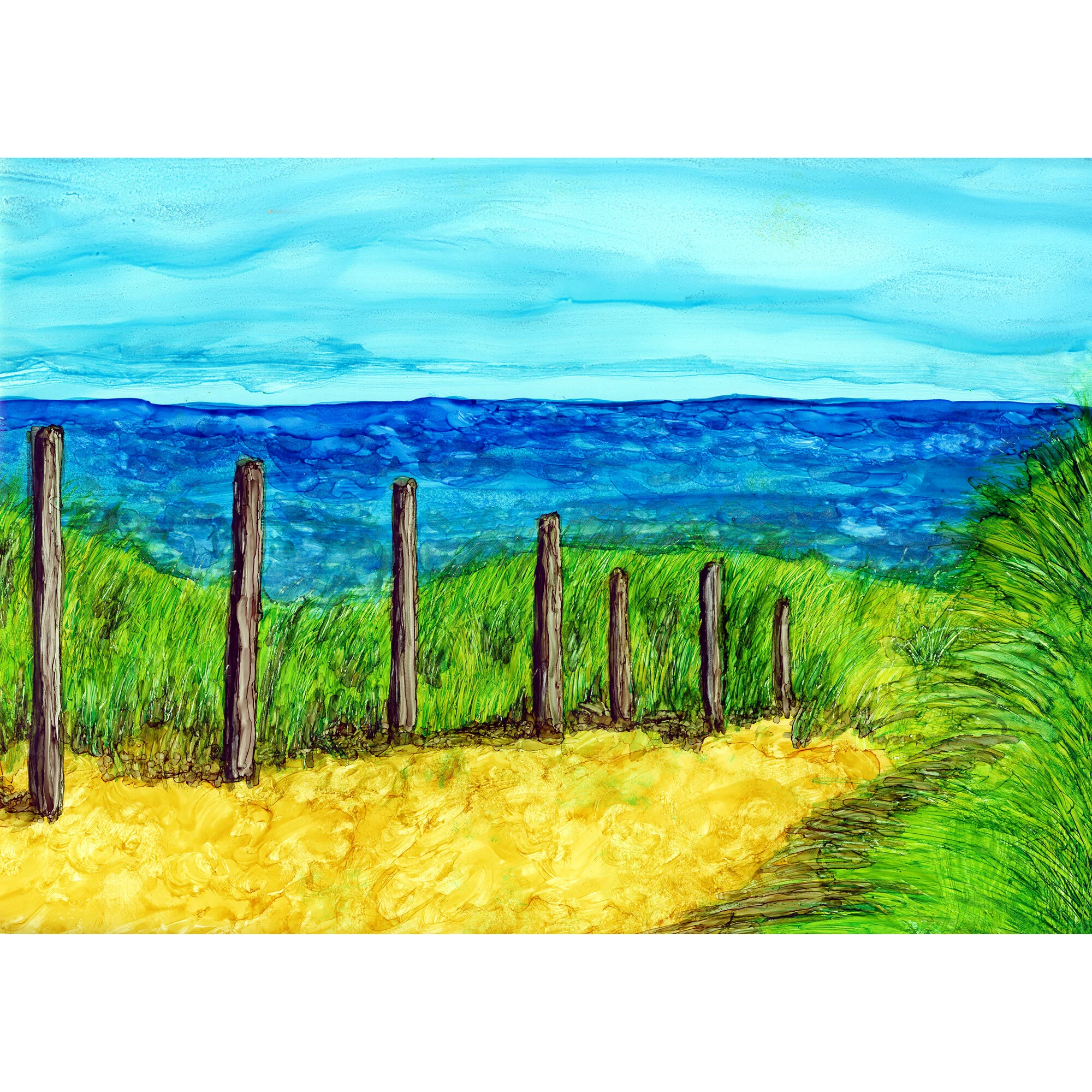 "Lonely Beachscape" Print of Painting by Marcella Chapman