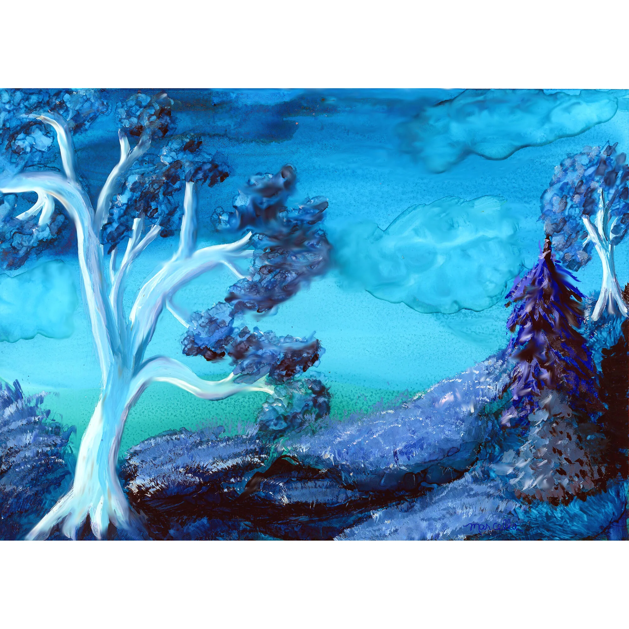 "Fantasy in Blue" Print of Painting by Marcella Chapman