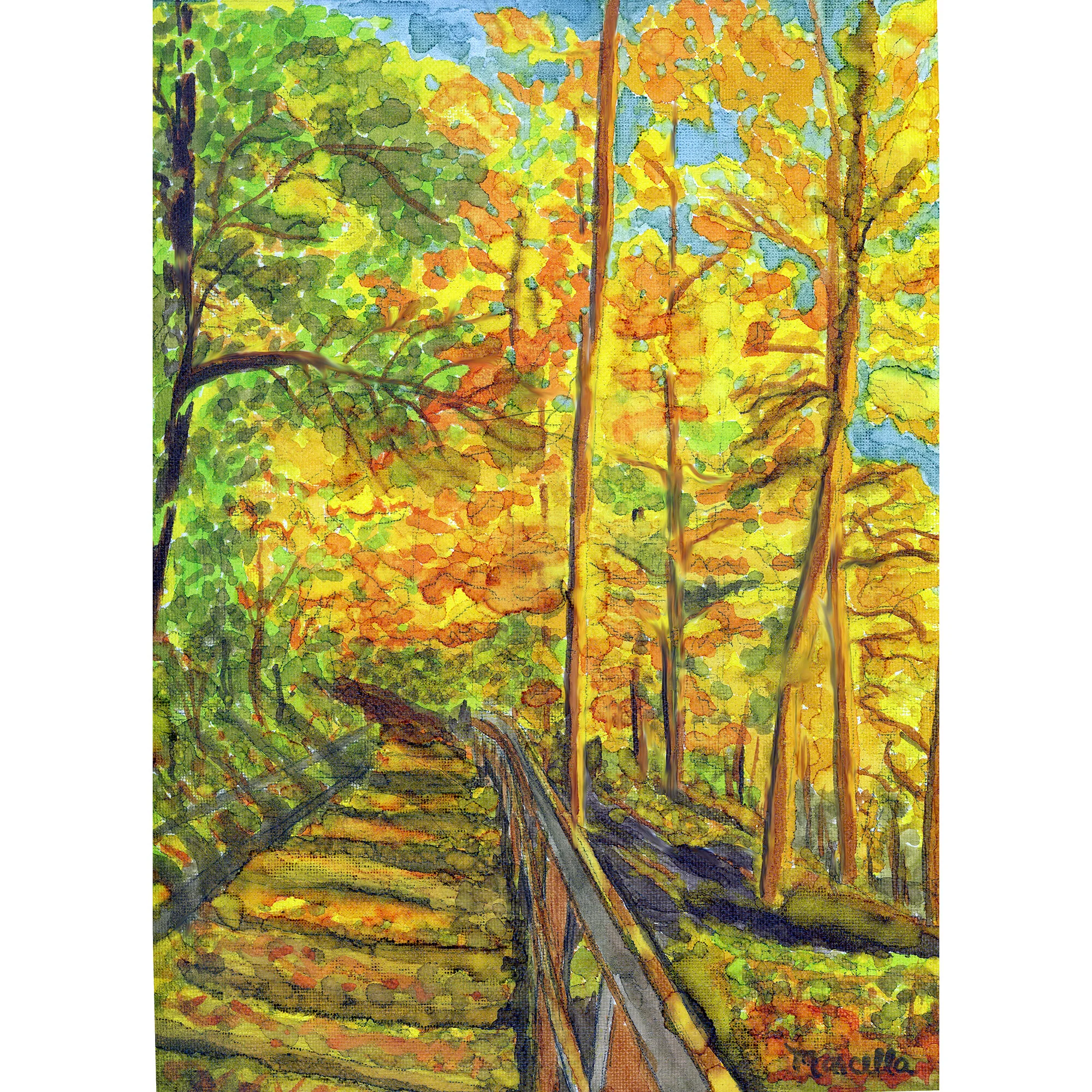 "Walk Through the Golden Woods" Print of Painting by Marcella Chapman