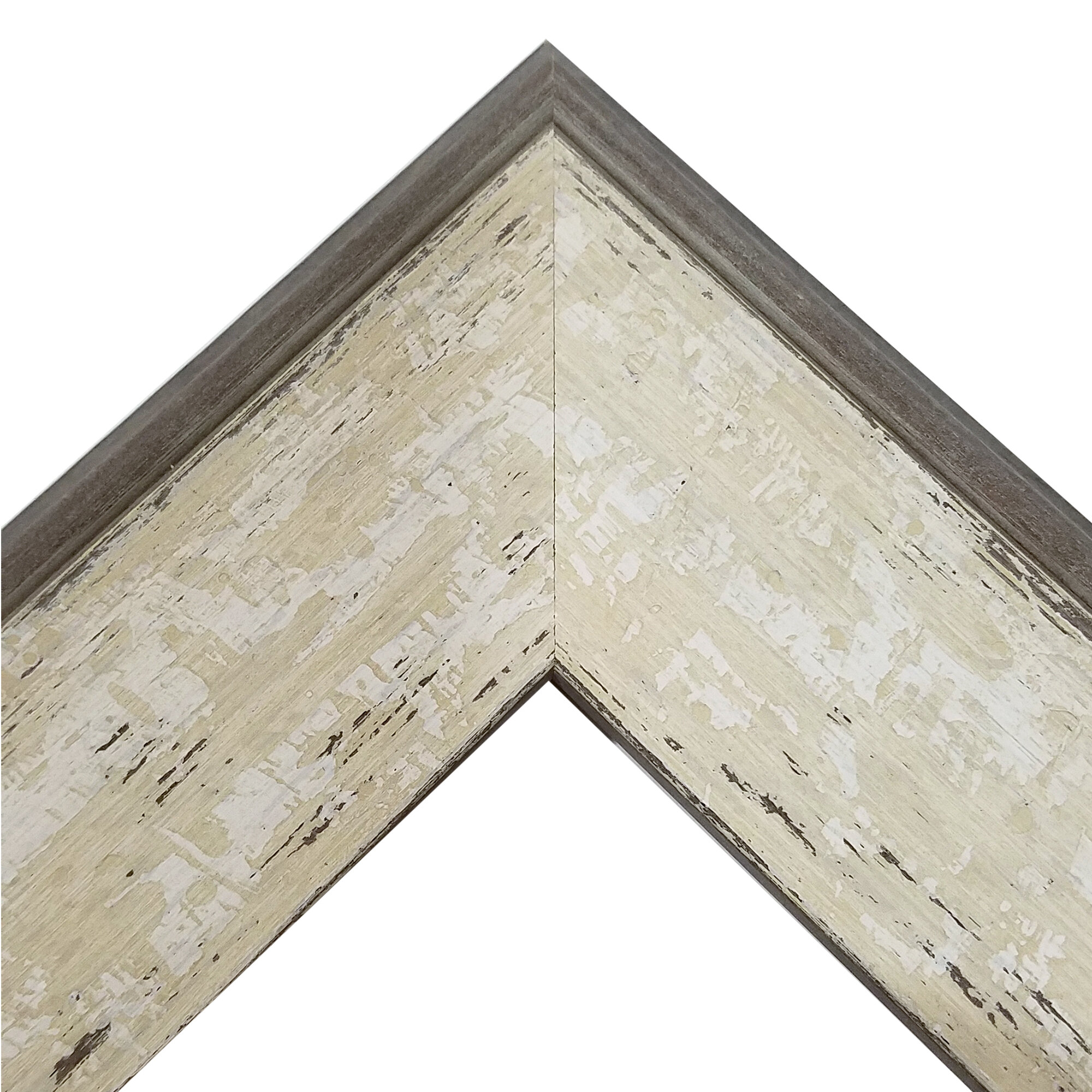 2.25" Wide Beige Distressed Wood Frame with Smooth Finish- Modern Farmhouse Collection