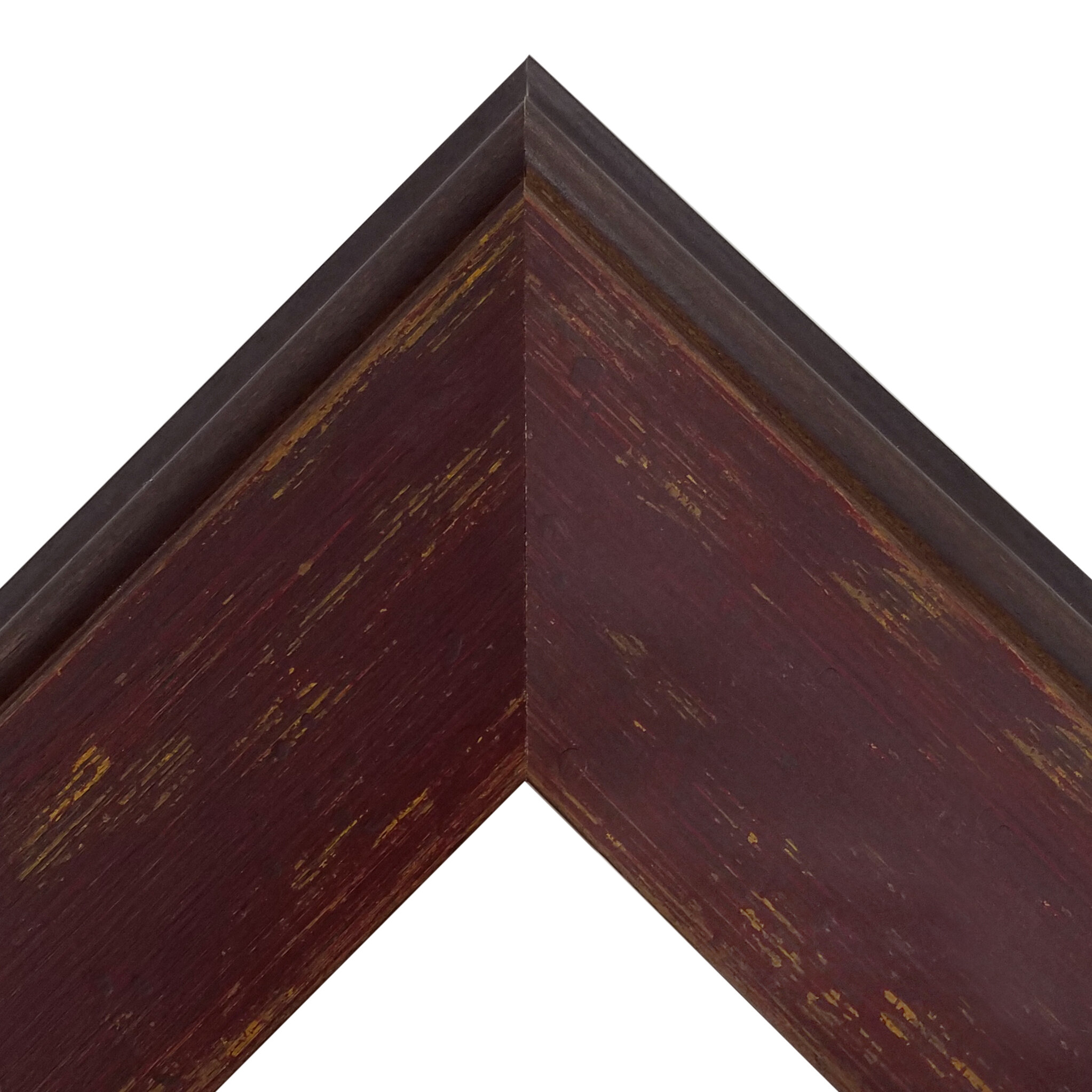 2.25" Wide Maroon Distressed Wood Frame with Smooth Finish- Modern Farmhouse Collection