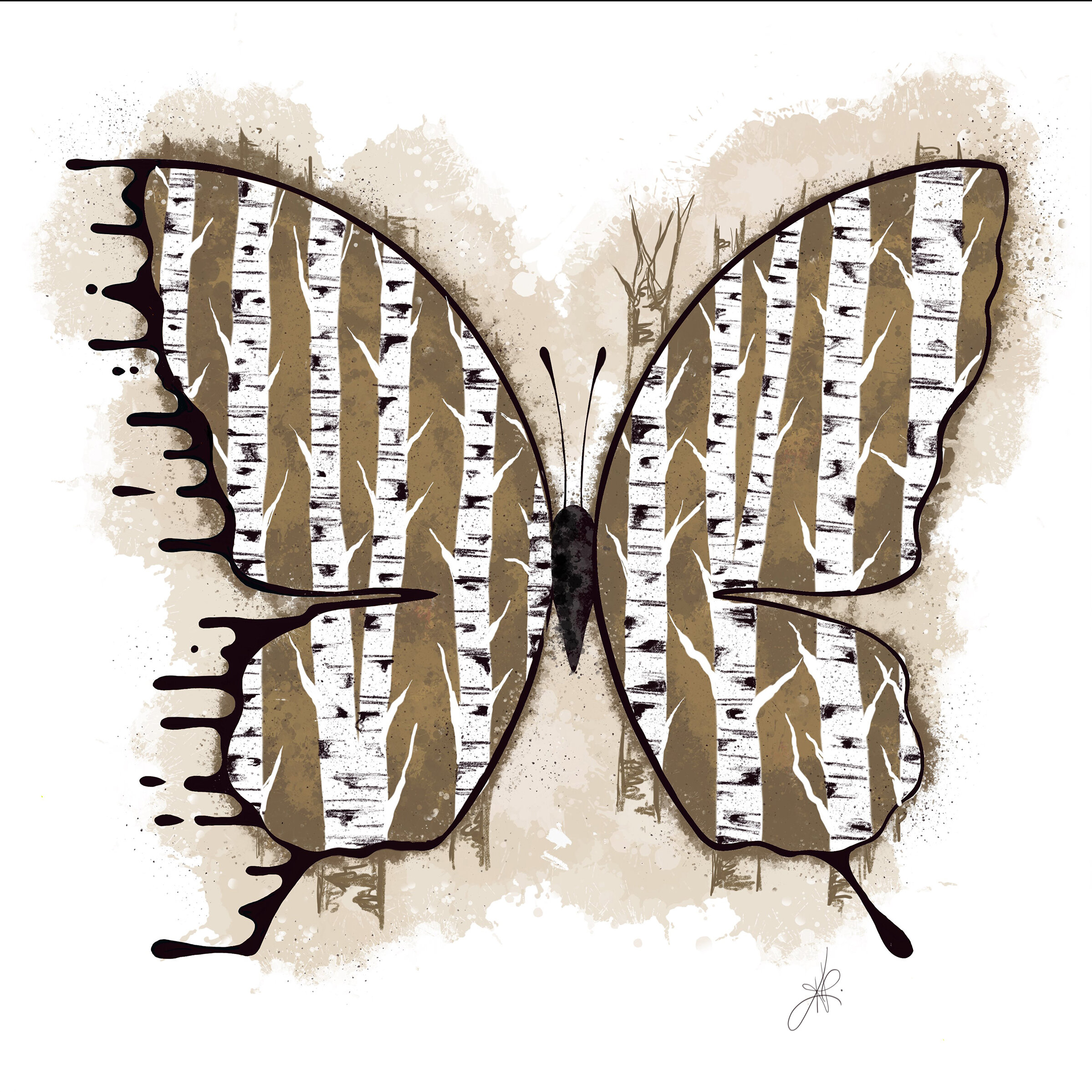 "Birch, Please" Bipolar Butterfly Unframed Print