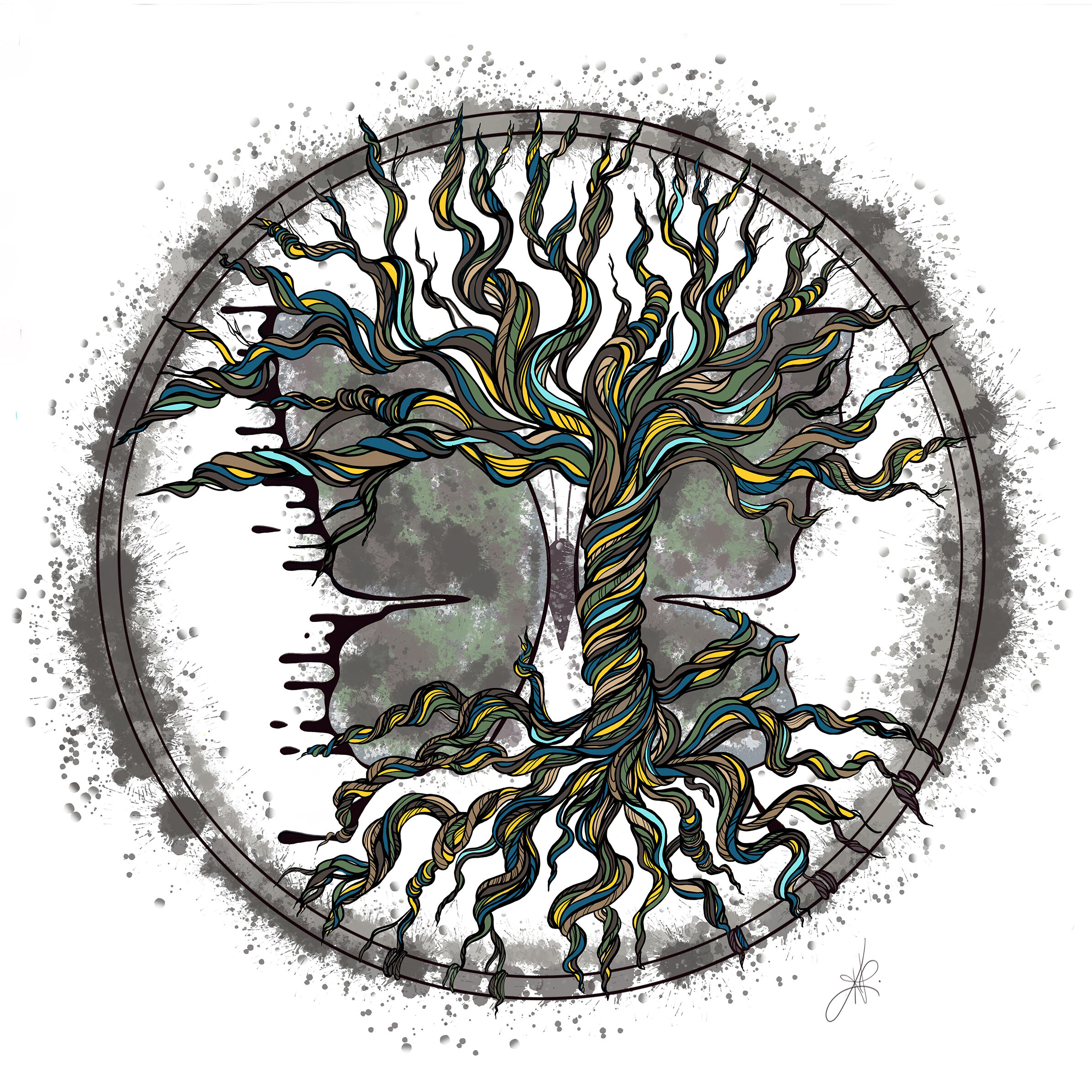 "Twisted Tree Overlay" Bipolar Butterfly Unframed Print