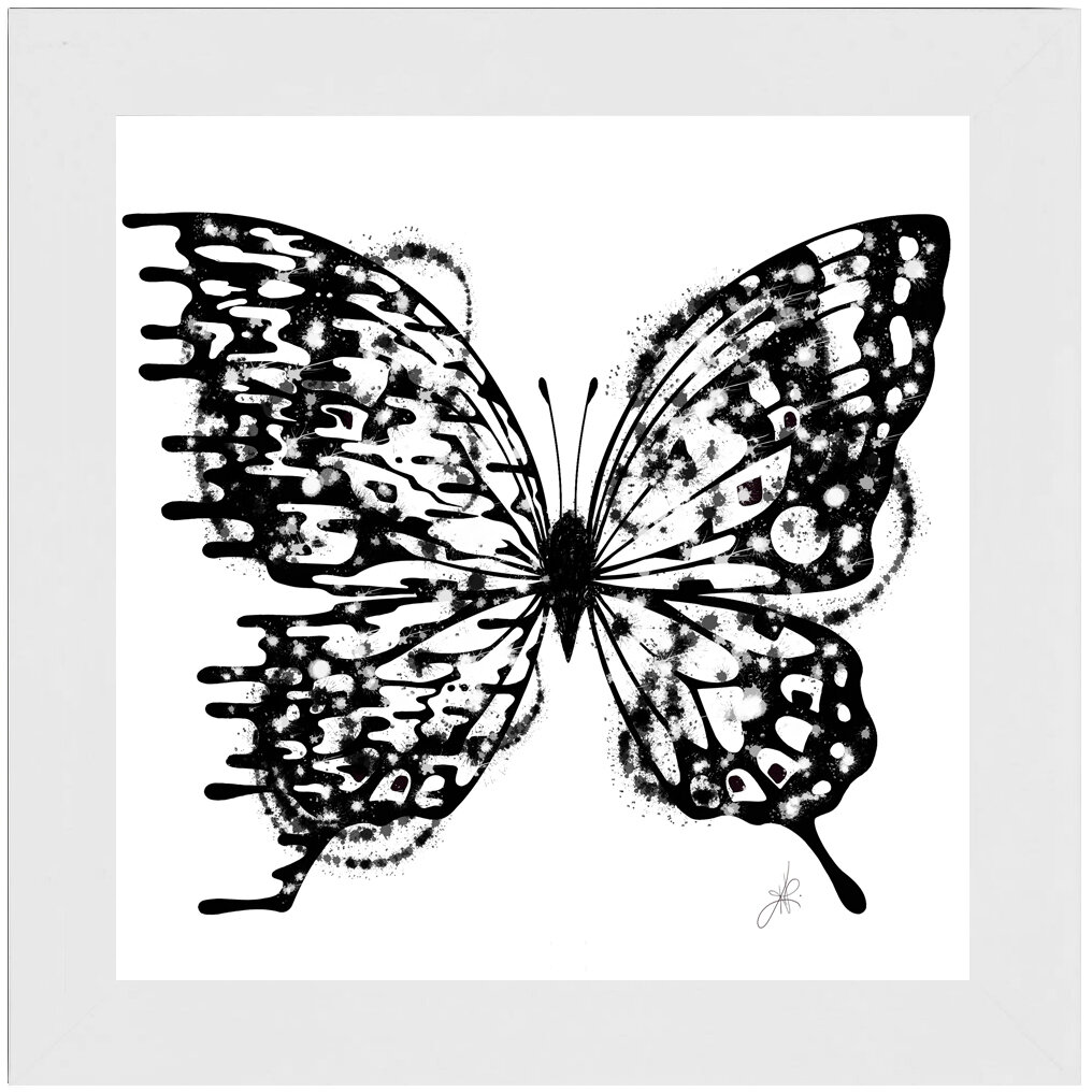 "Deconstruct" Bipolar Butterfly Framed Print- White Frame