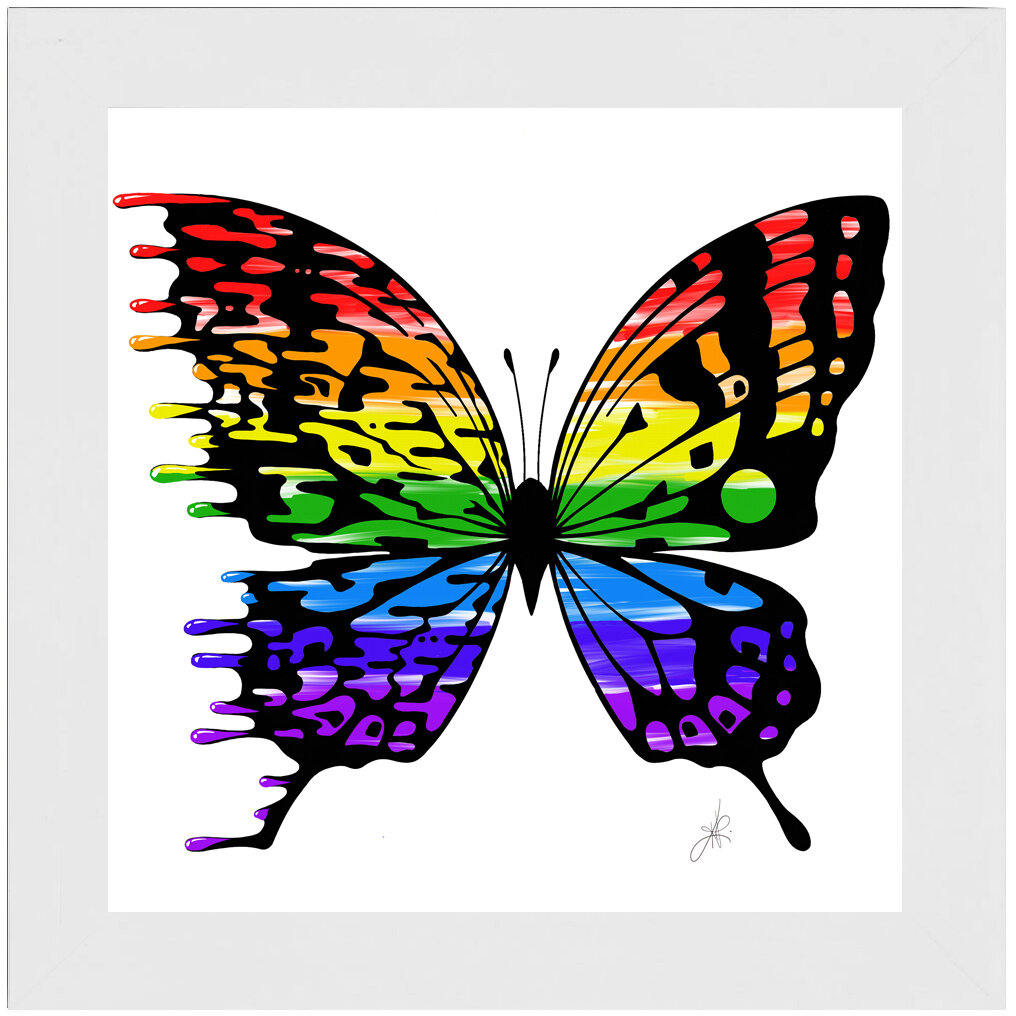 "Pride" Bipolar Butterfly Framed Print- White Frame