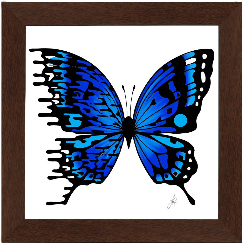 "Betty Blue" Bipolar Butterfly Framed Print- Coffee Frame