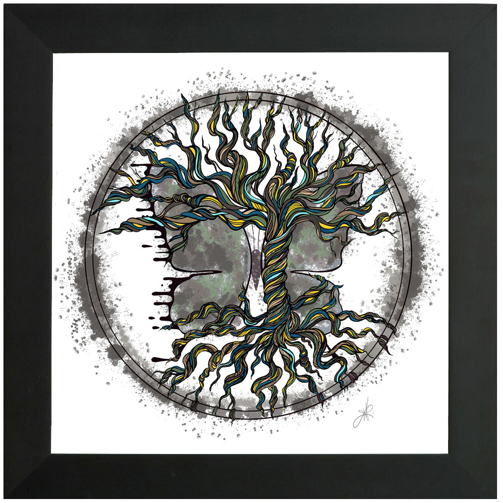"Twisted Tree Overlay" Bipolar Butterfly Framed Print- Black Frame