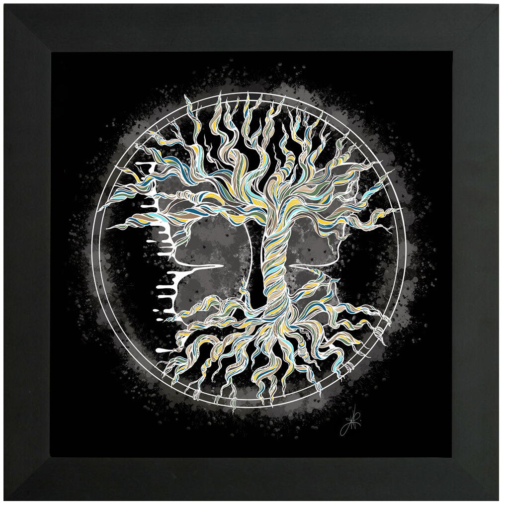 "Twisted Tree Black Overlay" Bipolar Butterfly Framed Print- Black Frame