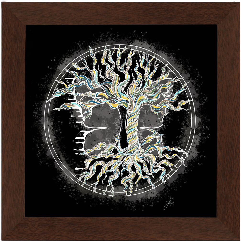 "Twisted Tree Black Overlay" Bipolar Butterfly Framed Print- Coffee Frame