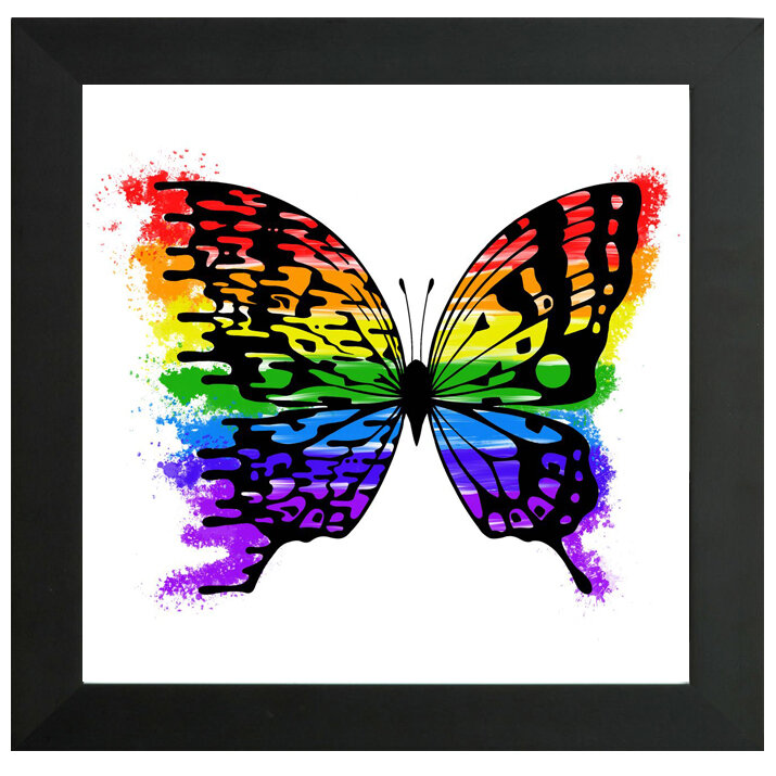 "Rainbow Burst" Bipolar Butterfly Framed Print- Black or White Frame