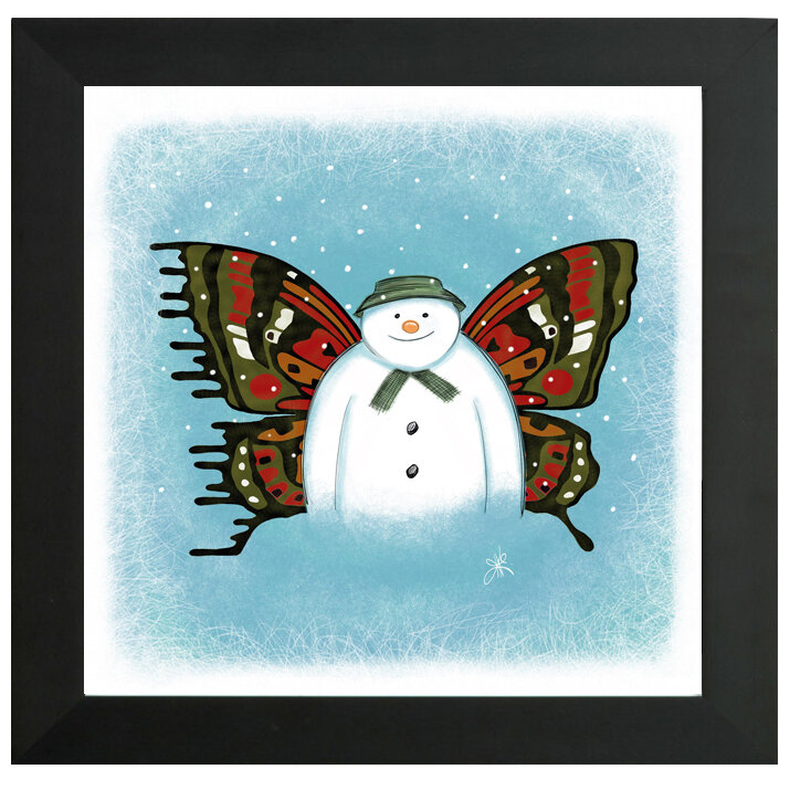 "Snowman" Bipolar Butterfly Framed Print- Black or White Frame
