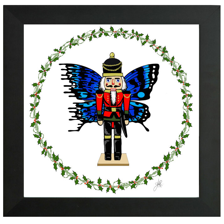 "Nutcracker" Bipolar Butterfly Framed Print- Black or White Frame