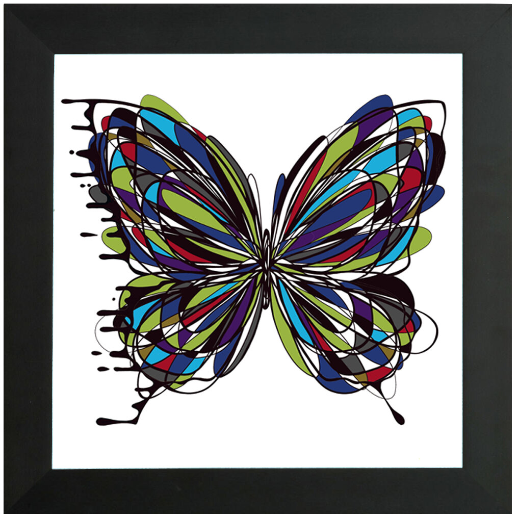 "Dizzy Colors" Bipolar Butterfly Framed Print- Black or White Frame