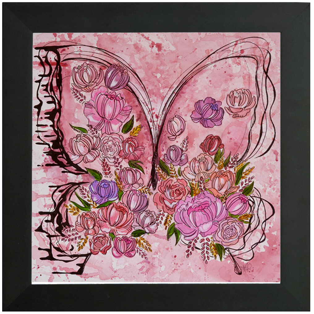 "Pink Blossom Melt" Bipolar Butterfly Framed Print- Black or White Frame