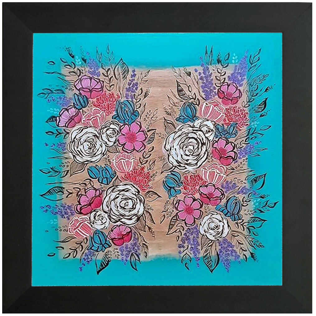 "Aqua Wood" Bipolar Butterfly Framed Print- Black or White Frame