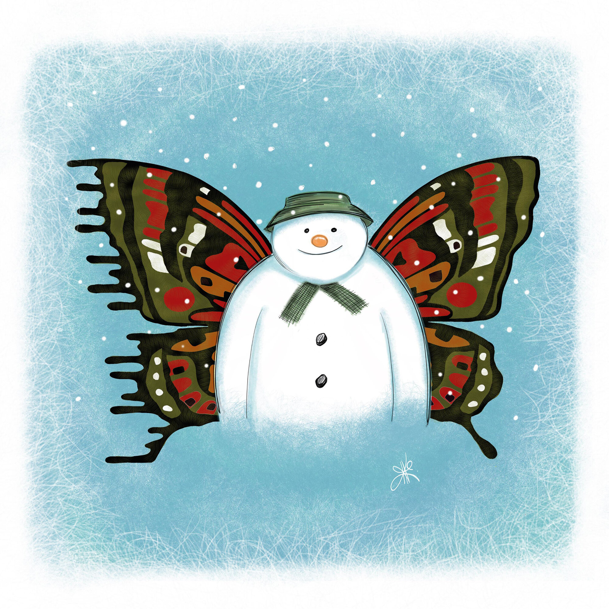 "Snowman" Bipolar Butterfly Unframed Print