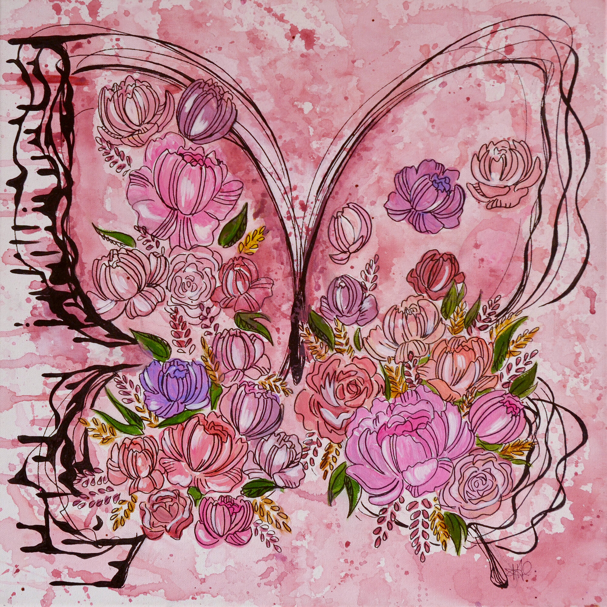 "Pink Blossom Melt" Bipolar Butterfly Unframed Print