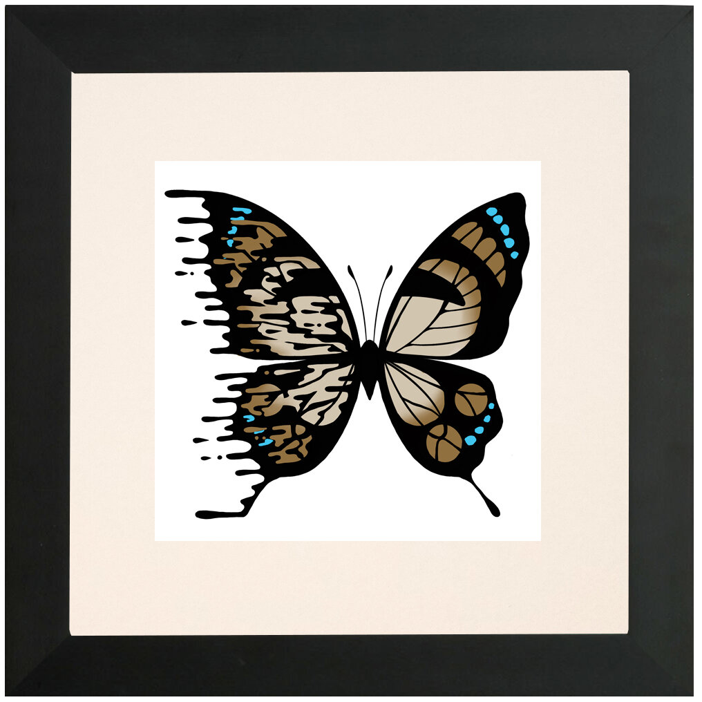 "Natural" Bipolar Butterfly Framed & Matted Print- Black Frame
