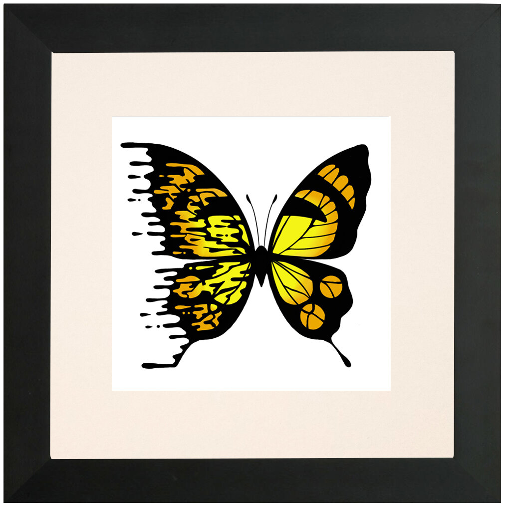 "Yellow" Bipolar Butterfly Framed & Matted Print- Black Frame