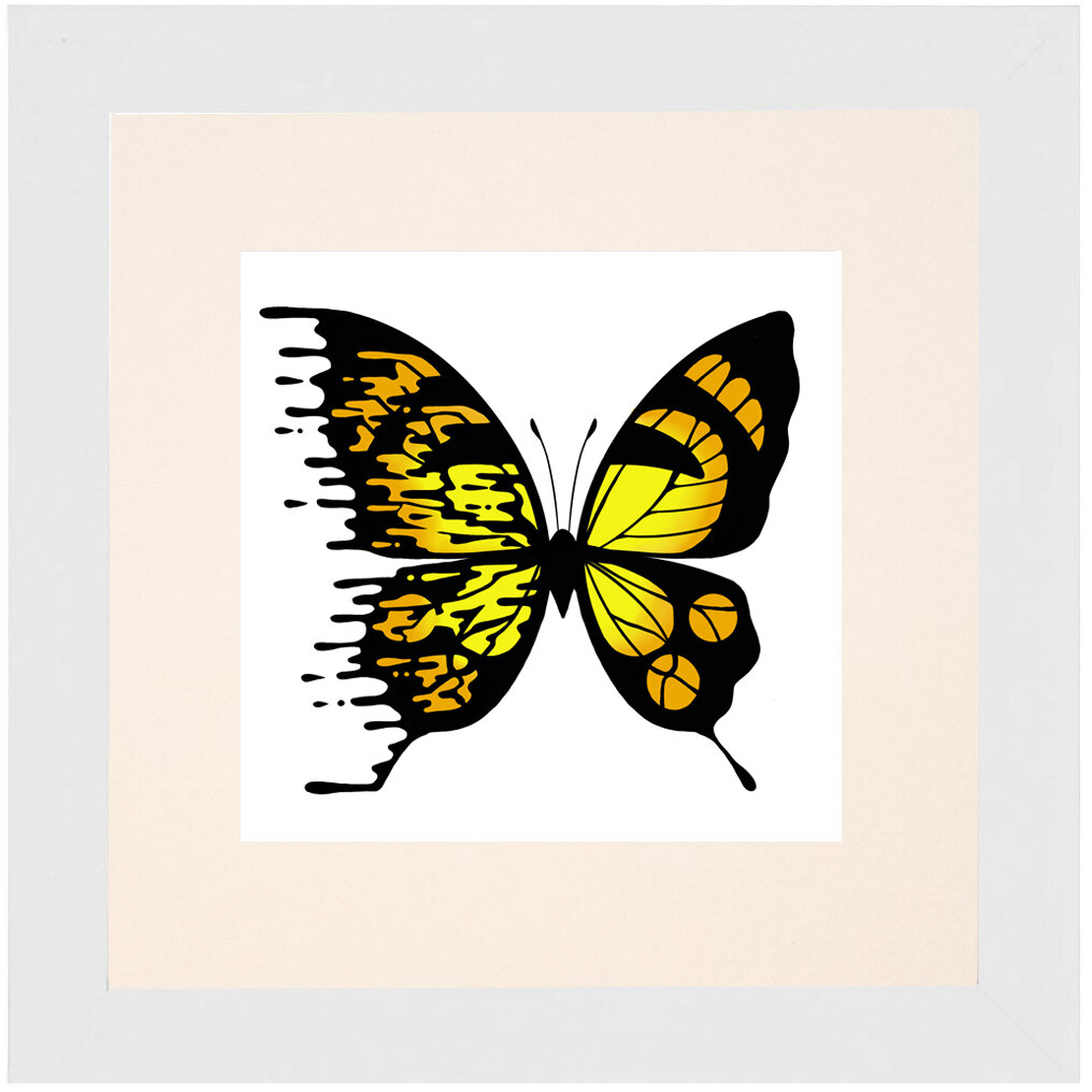 "Yellow" Bipolar Butterfly Framed & Matted Print- White Frame