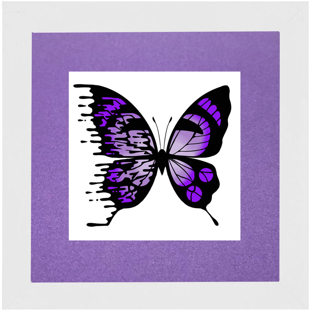 "Purple" Bipolar Butterfly Framed & Matted Print- White Frame