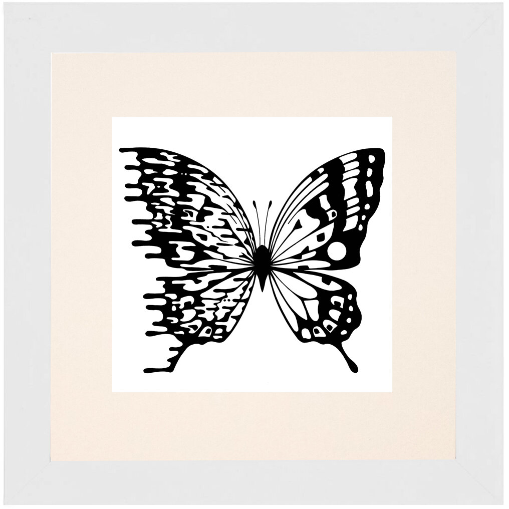 "Bones" Bipolar Butterfly Framed & Matted Print- White Frame