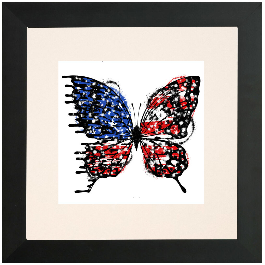"Patriot Deconstructed" Bipolar Butterfly Framed & Matted Print- Black Frame