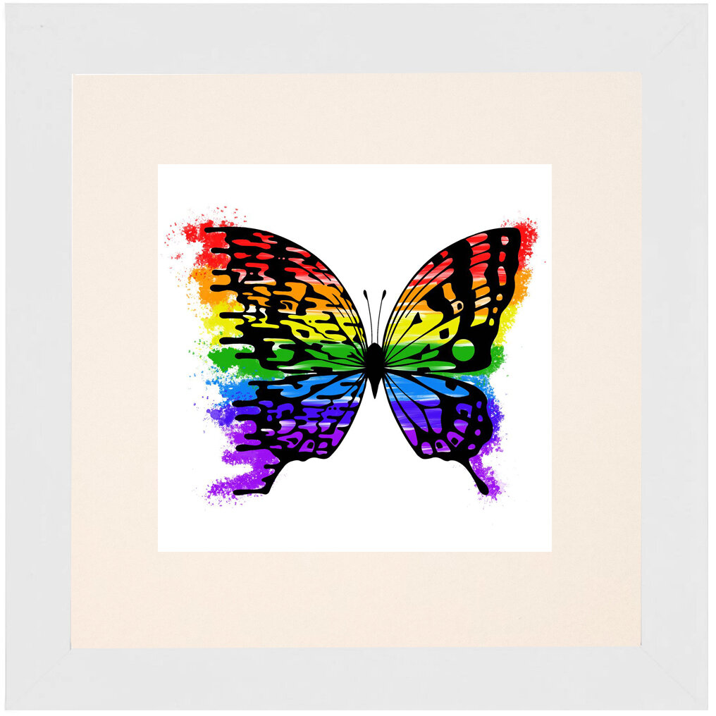 "Rainbow Burst" Bipolar Butterfly Framed & Matted Print- White Frame