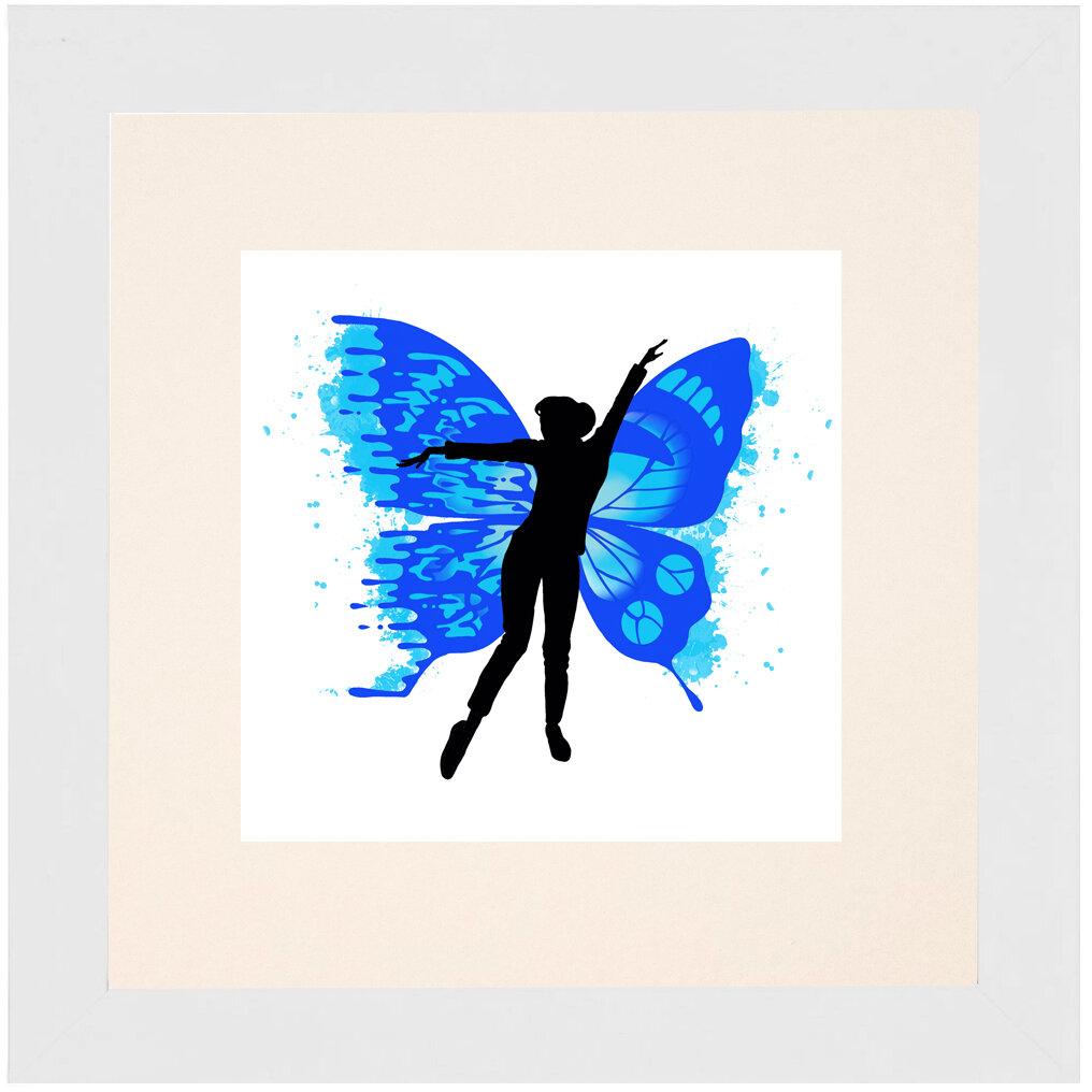 "Audrey" Bipolar Butterfly Framed & Matted Print- White Frame