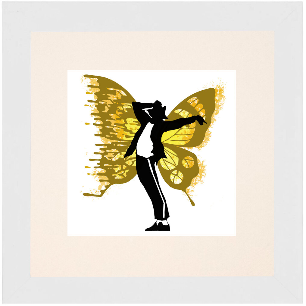 "King" Bipolar Butterfly Framed & Matted Print- White Frame