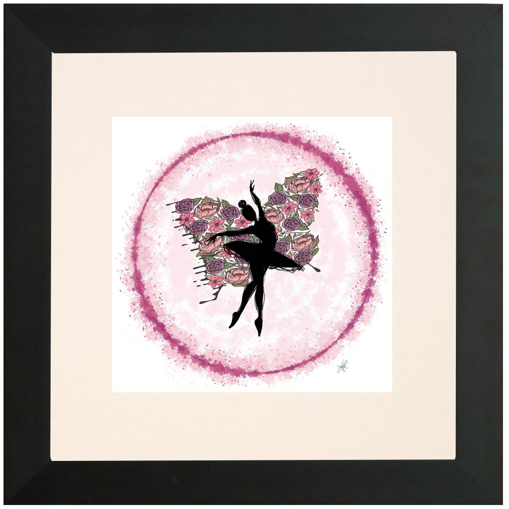 "Ballerina" Bipolar Butterfly Framed & Matted Print- Black Frame