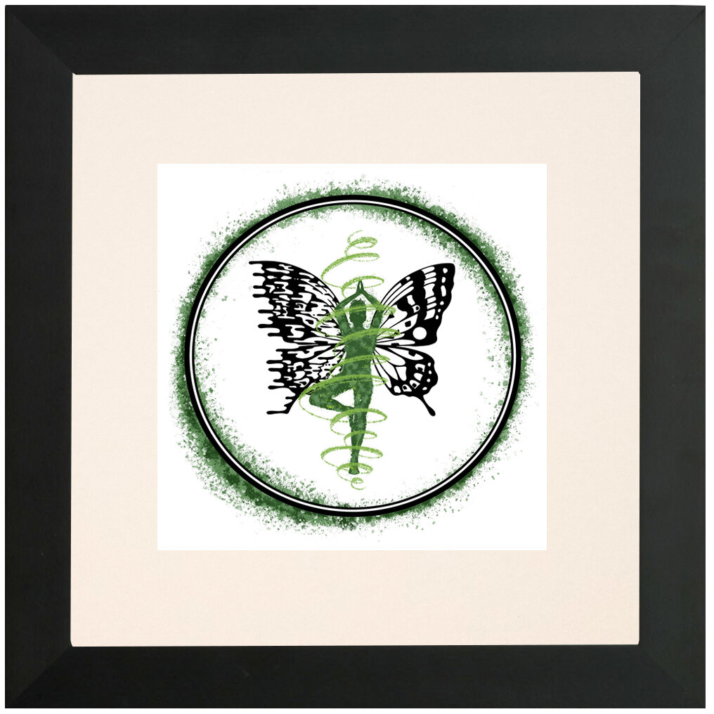 "Namaste" Bipolar Butterfly Framed & Matted Print- Black Frame