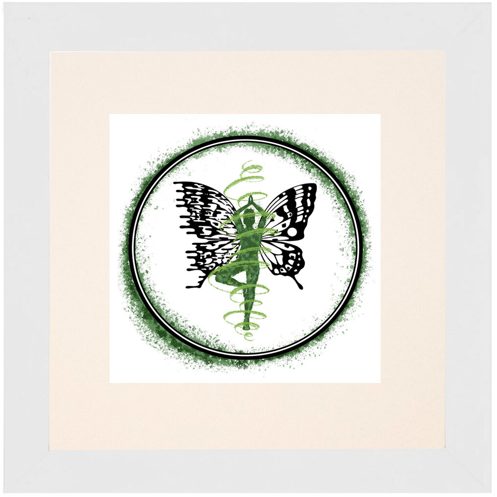 "Namaste" Bipolar Butterfly Framed & Matted Print- White Frame
