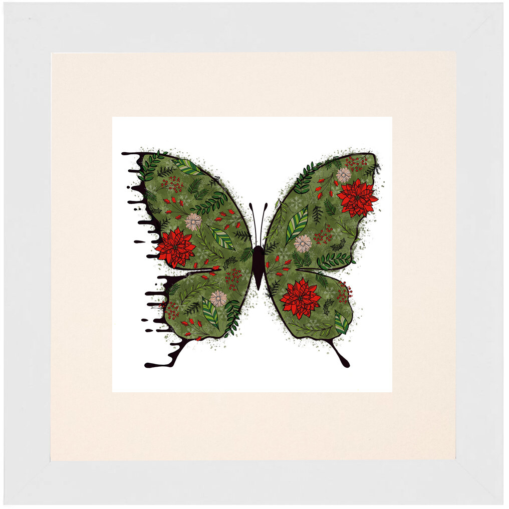 "Holiday" Bipolar Butterfly Framed & Matted Print- White Frame