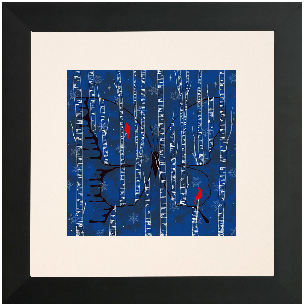 "Stars and Flakes" Bipolar Butterfly Framed & Matted Print- Black Frame